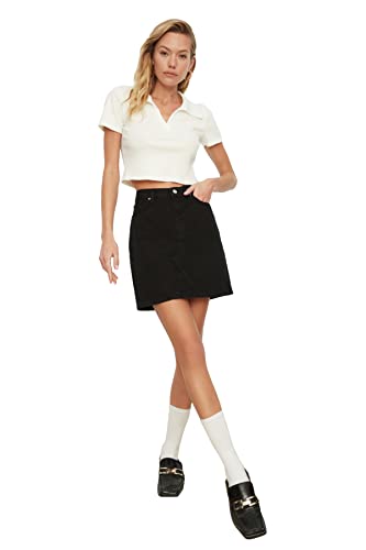 Trendyol Damska spódnica Black Basic Mini Denim, czarny, 40