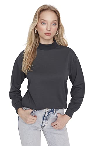 Trendyol Damska bluza TWOAW22SW0090/Antrasit, antracytowa, XL, Antracyt