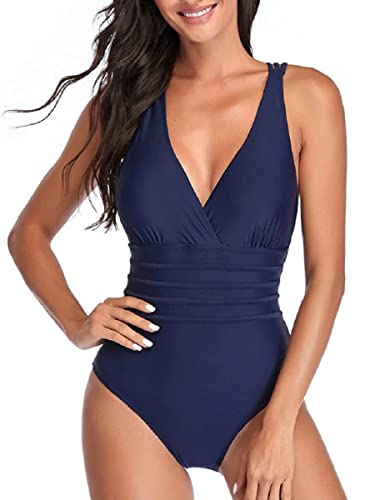 Summer Mae Damski kostium kąpielowy, jednoczęściowy, modelujący figurę, wyszczuplający, niebieski, L Wąska Talia
