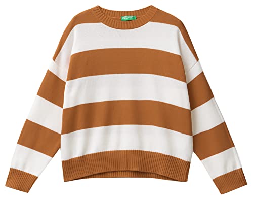 United Colors of Benetton Koszulka damska G/C M/L 1494e105j sweter, w paski tytoń 905, L, Tytoń w paski 905, L