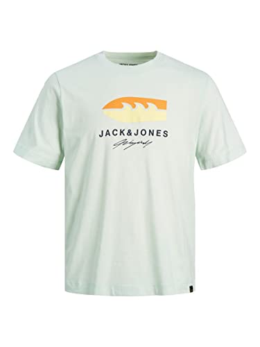 JACK & JONES Męski T-shirt z logo Crew Neck, jasnoniebieski, XXL