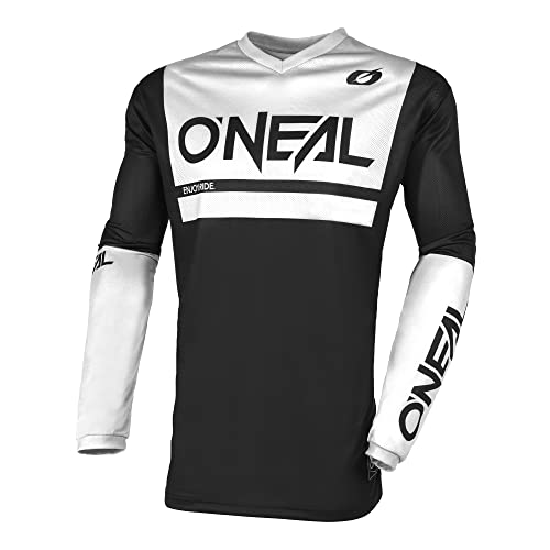 O'NEAL Trykot motocrossowy | Enduro MX | oddychający materiał, wyściełana ochrona łokci, dopasowanie zapewniające maksymalną swobodę ruchów | element Jersey Threat | dla dorosłych, czarno-biały, XL