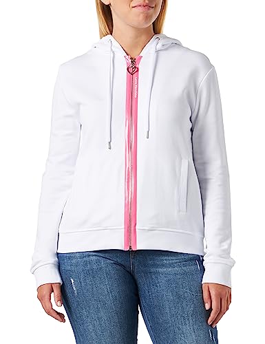 Love Moschino Damska bluza z kapturem, zapinana na zamek błyskawiczny, Optical White, 48, optical white