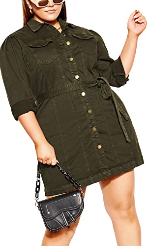 CITY CHIC Sukienka dziewczęca w rozmiarze plus size, w kolorze khaki, rozmiar 20, Khaki, 46-Plus