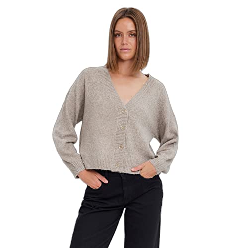 VERO MODA Damski sweter Vmdoffy Ls z dekoltem w serek Ganoos, Sepia Tint/szczegóły: melanż, XL