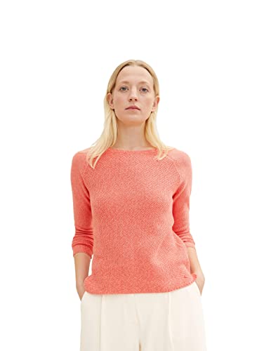 TOM TAILOR Damski sweter 1035095, 12230-gładki papaja czerwony, L