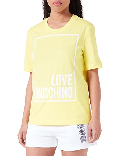 Love Moschino Damska koszulka o regularnym kroju z krótkim rękawem, żółta, rozmiar 42, żółty, 42