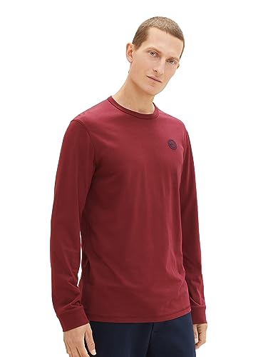 TOM TAILOR Koszulka męska z długim rękawem, 32220 – Burned Bordeaux Red, 3XL
