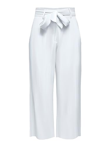 ONLY Damskie spodnie Onlcaro Hw Linen Belt Culotte PNT, Bright White, L