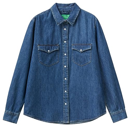 United Colors of Benetton Koszula męska, Niebieski Denim 902, XL