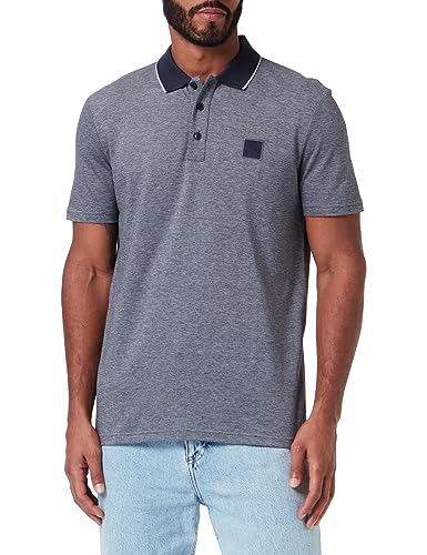 BOSS PeOxford męska koszulka polo z bawełny piqué z naszywką z logo, Dark Blue404, L