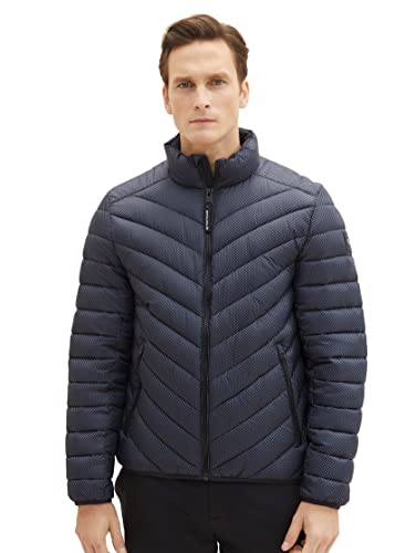 Lekka pikowana kurtka męska TOM TAILOR z nadrukiem, 31660-ciemnoniebieski minimalny design, M