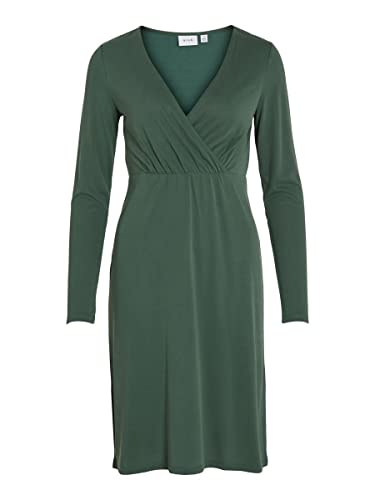 Vila Damska sukienka VIMODALA L/S WRAP MIDI SU-NOOS, Pineeedle, S, Pineneedle, S