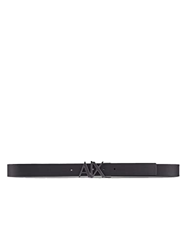 A|X ARMANI EXCHANGE Męski skórzany pasek z logo, Czarny/Fantom/Czarny/Fantom, 28