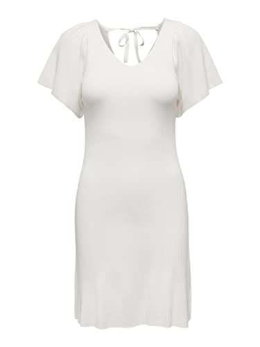 ONLY Damska sukienka ONLLEELO S/S z dekoltem w serek KNT NOOS, Eggnog, S, Eggnog, S