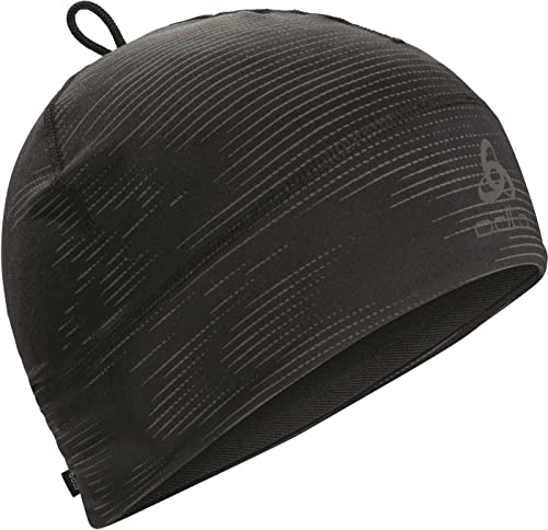 ODLO Unisex's Polyknit ciepła czapka z eko nadrukiem zimna pogoda, czarna odblaskowa, jeden rozmiar