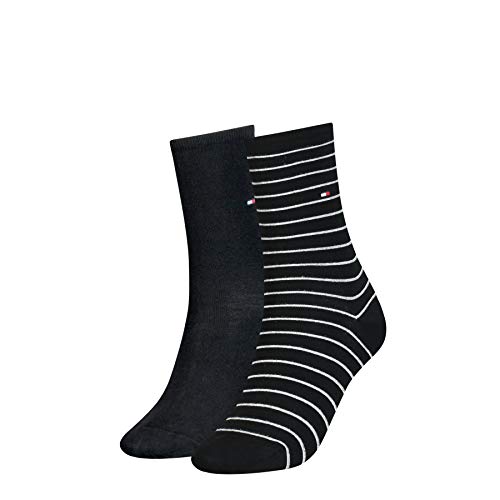 Skarpety damskie Tommy Hilfiger Small Stripe (2 sztuki), czarny