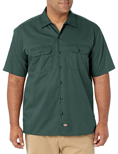 Dickies Męska koszula robocza z krótkim rękawem na guziki, Zielony myśliwy, M