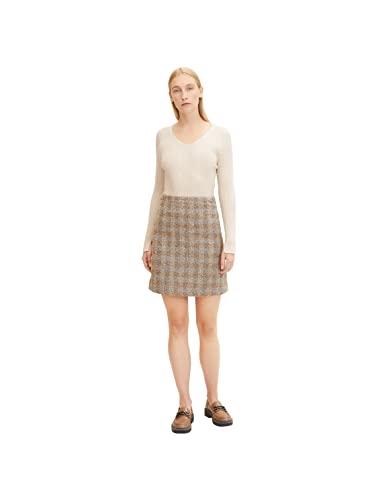 TOM TAILOR Damski Spódnica Bouclé z wzorem w kratkę 1032547, 30283 - Structured Boucle Check Design, 34