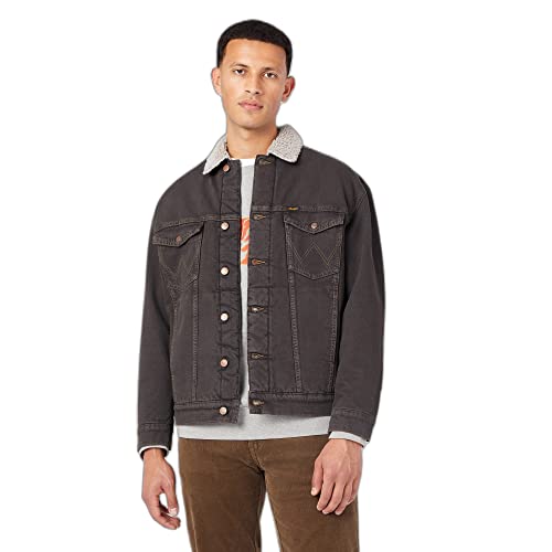 Wrangler Męska kurtka Antifit Sherpa, Black Clay Washed, rozmiar XXL
