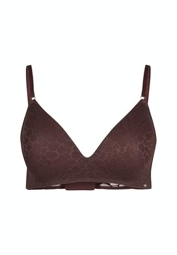 Skiny Java Brown, damski biustonosz trójkątny, z nadrukiem, wzór koronkowy