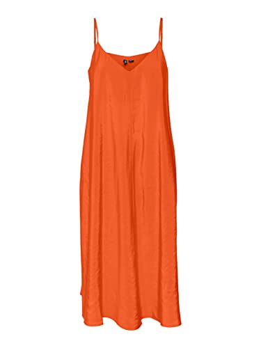VERO MODA Women's VMQUEENY Calf Singlet Drees WVN GA sukienka, Scarlet Ibis, S, Scarlet Ibis, S