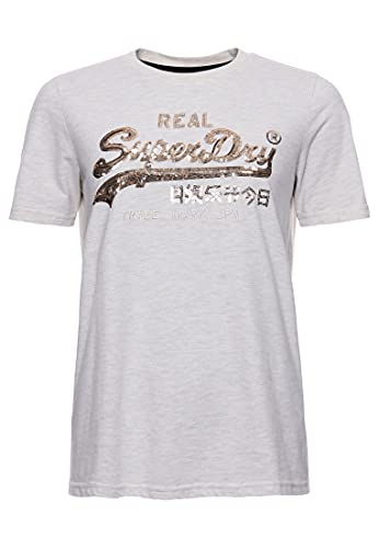 Superdry Damska koszulka Vl Boho Sparkle Tee, Oatmeal Marl, XXS