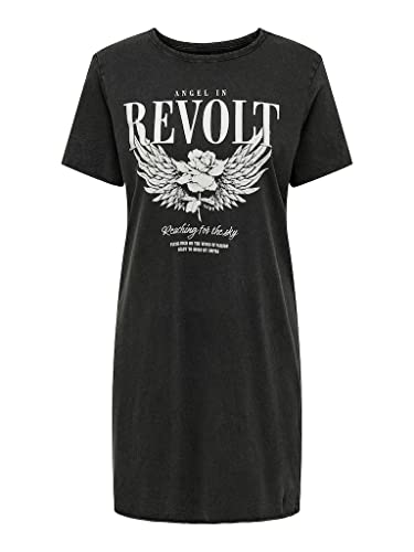 ONLY Damska sukienka ONLLUCY Life S/S JRS NOOS, czarna/nadruk: Revolt, XXS, Black/Print:revolt, XXS