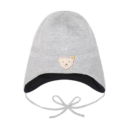 Steiff Czapka beanie z pomponem, uniseks, Soft Grey Melange, 49