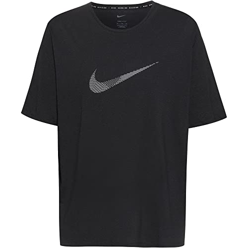 Nike Męski t-shirt M Nk Df Run Dvn Gx Miler Ss Hy, czarny/odblaskowy srebrny, S