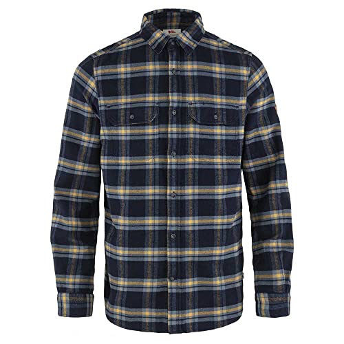 FJÄLLRÄVEN Męska koszula flanelowa Övik M sweter, Ciemnogranatowy/brązowy gryczany, S