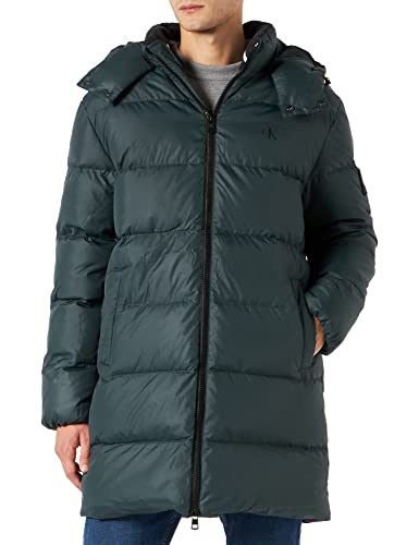 Calvin Klein Jeans Męska kurtka puchowa Ess z kapturem, Ciemne wodorosty morskie, M
