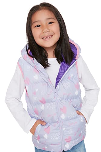 TRENDYOLKIDS Damska kamizelka z kapturem z nadrukiem zwierzęcym, regular Sweater, fioletowa, 7-8 lat, liliowy