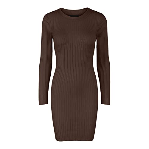 PIECES Damska sukienka PCCRISTA LS O-Neck Knit Noos BC, Chicory Coffee, S