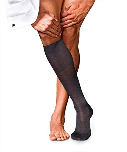 FALKE Mężczyźni Podkolanówki No. 9 M KH Czysta Bawełna Fil d'Ecosse długie jednokolorowe 1 Para, Szary (Anthracite Melange 3190), 41-42
