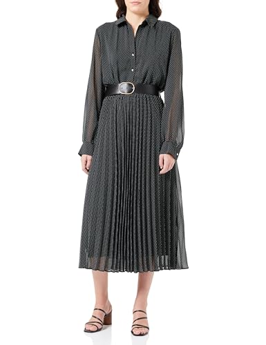 Koton Damska koszulka z długim rękawem w kropki maxi sukienka, Black Design (9d9), 44