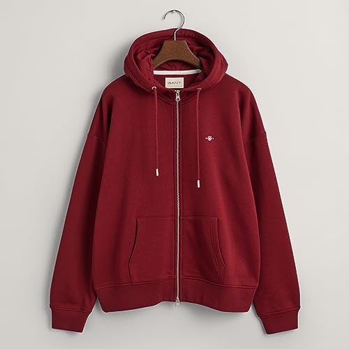 GANT Damska bluza z kapturem Rel Shield Zip Hoodie, Plumped Red, XXL