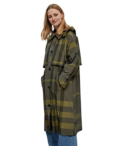 Minus Ronja Trenchcoat Płaszcz Damski, Zielony (9373C Green Bay Checked), 34