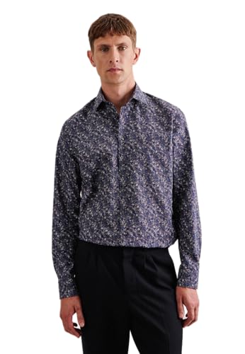 Seidensticker Męska koszula z długim rękawem o regularnym kroju, szary, 39