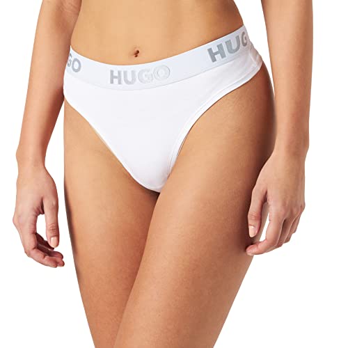 HUGO Logo Thong Sportowe stringi damskie, Biały 100, XL