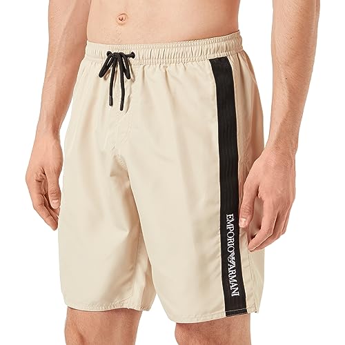Emporio Armani Swimwear Men's Emporio Armani Net Tape Short Bermuda, piaskowy żółty, 48, Piaskowy żółty, 48