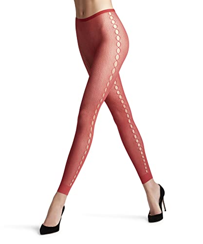 FALKE Kobiety Legginsy Supersize Net W LE Trwałe półprzezroczyste z wzorem 1 Sztuka, Różowy (Hot Coral 8025), S-M