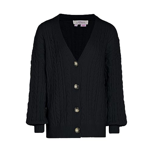 Aleva Damski luźny dzianinowy kardigan z długimi rękawami i dekoltem w serek, akryl, czarny, rozmiar XL/XXL, czarny, XL