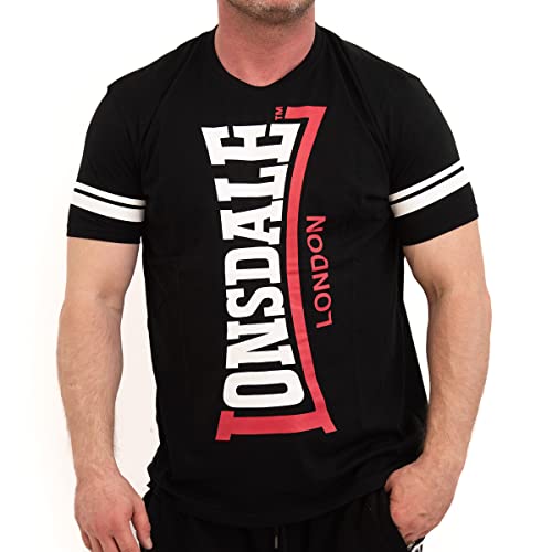 Lonsdale Koszulka męska o regularnym kroju POLBAIN, czarny/biały/czerwony, XXL 117351