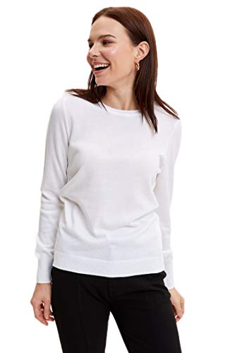 DeFacto Sweter normalny krój dla kobiet - sweter z golfem dla topów damski (ecru, XS), écru, XS