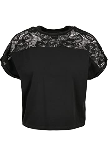 Urban Classics Damska koszulka z krótkim rękawem typu t-shirt, oversized Lace Tee, czarny, 3XL