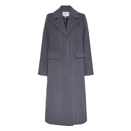 YAS Damski płaszcz wełniany YASLIMA LS Wool Mix Coat S. NOOS, średni szary melanż, L, Medium Grey Melange, L