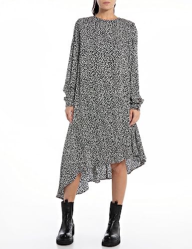 Replay Sukienka damska, 010 Black/Natural White, XS
