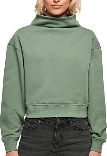 Urban Classics Women's Ladies Organic Short High Neck Crew, bluza damska, rozmiar 3XL, Salvia, 3XL