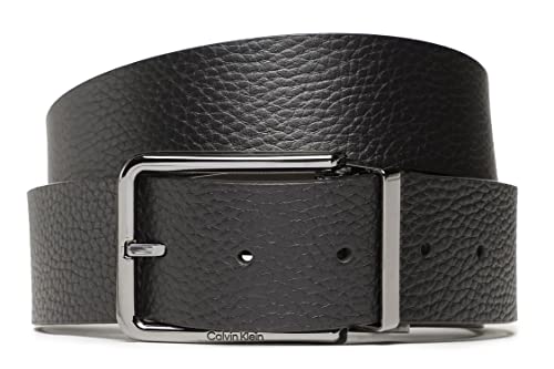 Calvin Klein Pasek męski Warmth PB 4,0 cm skórzany pasek, Ck Black/Dk Brown, 90